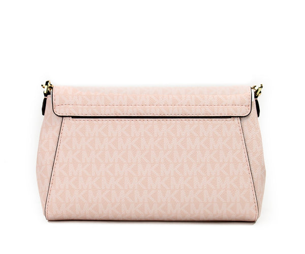 Michael Kors Jet Set Medium Powder Blush PVC Convertible Pouchette Crossbody Bag