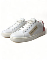 Dolce & Gabbana Elegant White and Pink Leather Sneakers