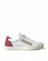 Dolce & Gabbana Elegant White and Pink Leather Sneakers