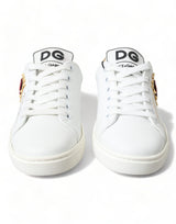 Dolce & Gabbana Elegant White Leather Sneakers with Gold Studs