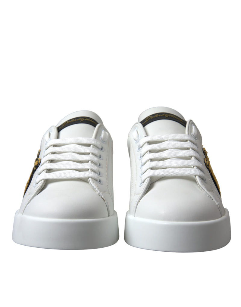 Dolce & Gabbana Elegant Leather Low Top Sneakers - Royal Crown Patch