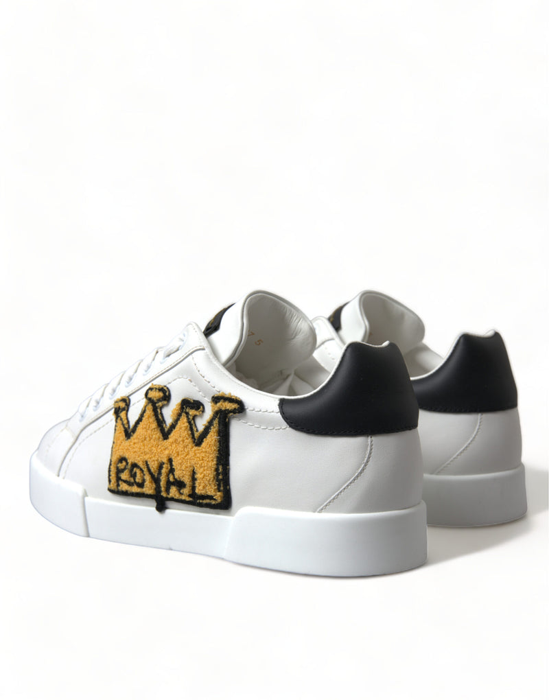 Dolce & Gabbana Elegant Leather Low Top Sneakers - Royal Crown Patch