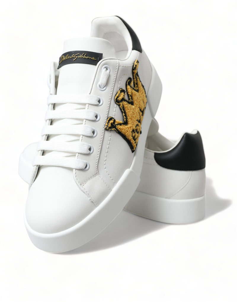 Dolce & Gabbana Elegant Leather Low Top Sneakers - Royal Crown Patch