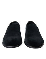 Dolce & Gabbana Elegant Velvet Black Loafers for Men