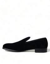 Dolce & Gabbana Elegant Velvet Black Loafers for Men