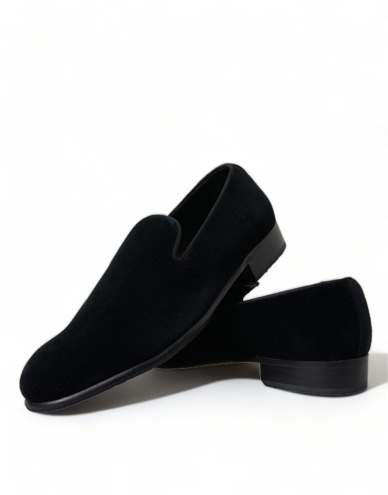 Dolce & Gabbana Elegant Velvet Black Loafers for Men