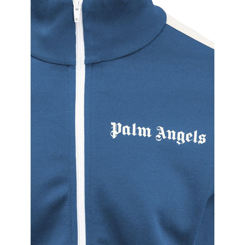 Palm Angels Blue & White Turtleneck Zip Jacket