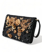 Dolce & Gabbana Elegant Gold-Black Baroque Fabric Crossbody Bag