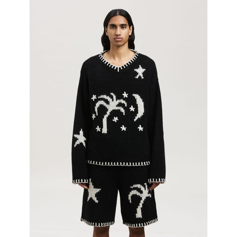 Palm Angels Nightsky Embroidered Wool Sweater