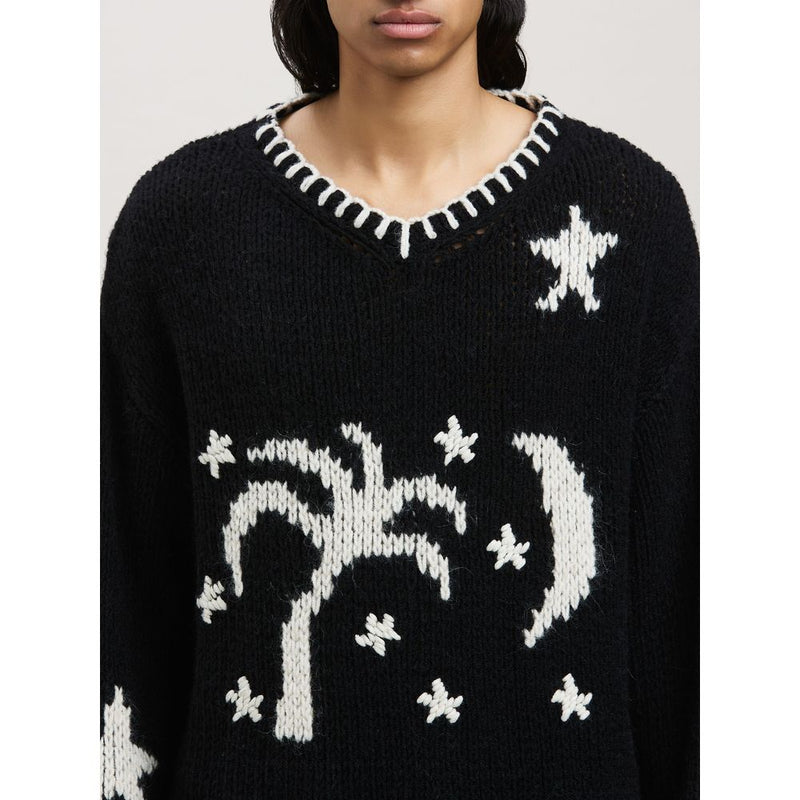 Palm Angels Nightsky Embroidered Wool Sweater