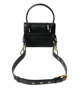 Dolce & Gabbana Elegant Black Leather Belt Bag with Gold Accents