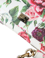 Dolce & Gabbana Elegant Floral Sicily Leather Shoulder Bag