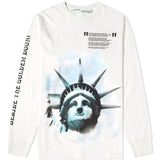 Off-White Graffiti Long Sleeve Cotton Tee - Pristine White