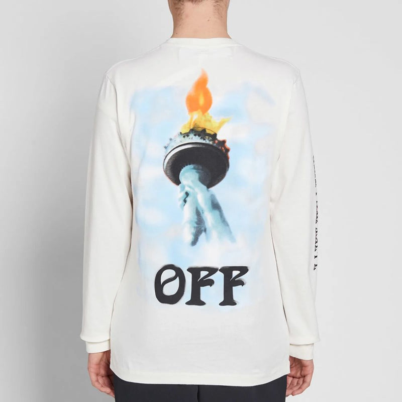 Off-White Graffiti Long Sleeve Cotton Tee - Pristine White