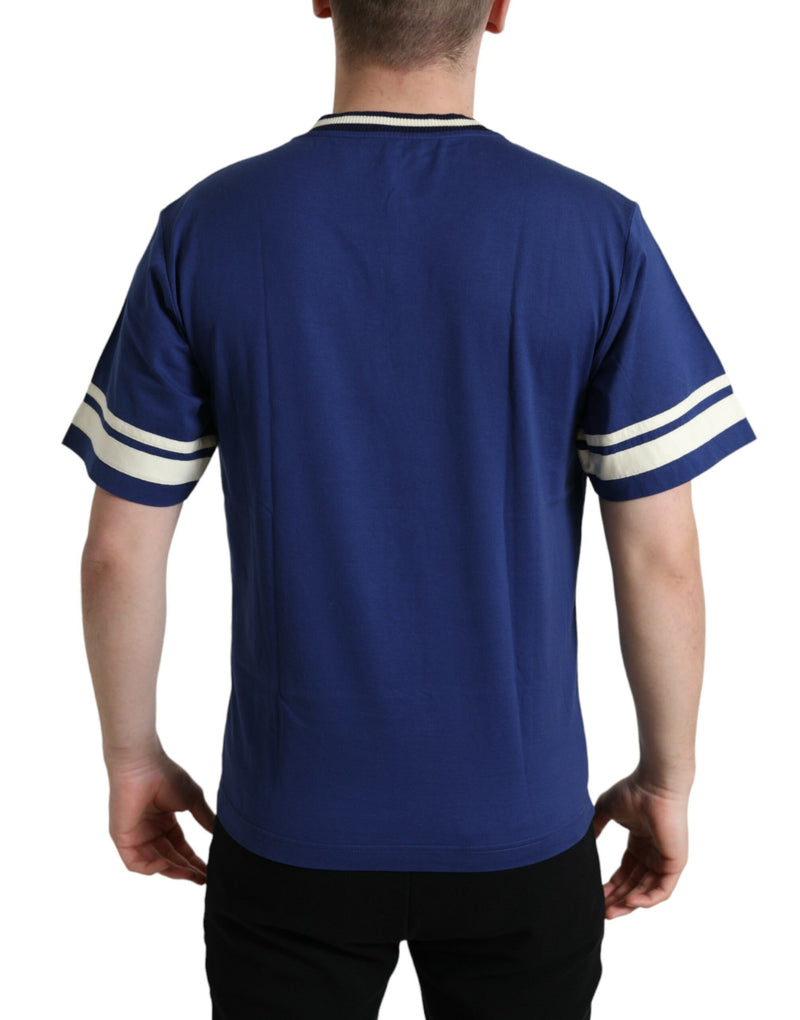 Dolce & Gabbana Cobalt Blue Cotton Crew Neck T-Shirt