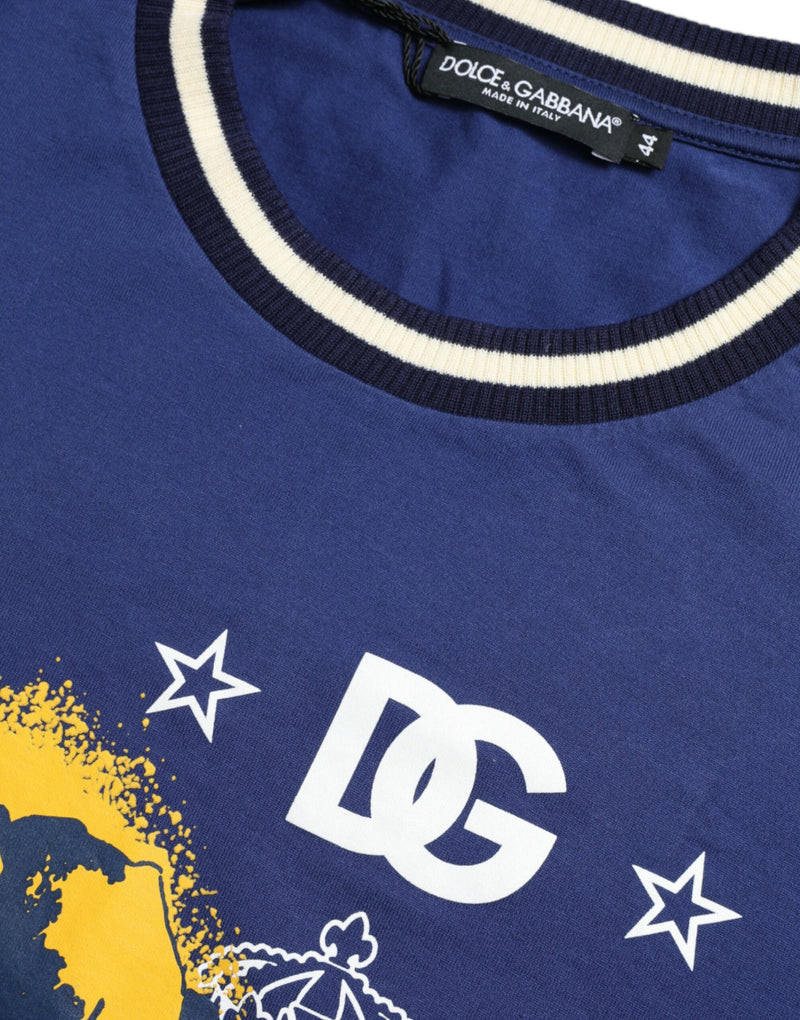 Dolce & Gabbana Cobalt Blue Cotton Crew Neck T-Shirt