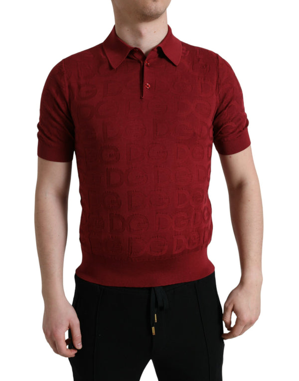 Dolce & Gabbana Elegant Maroon Silk Polo Tee