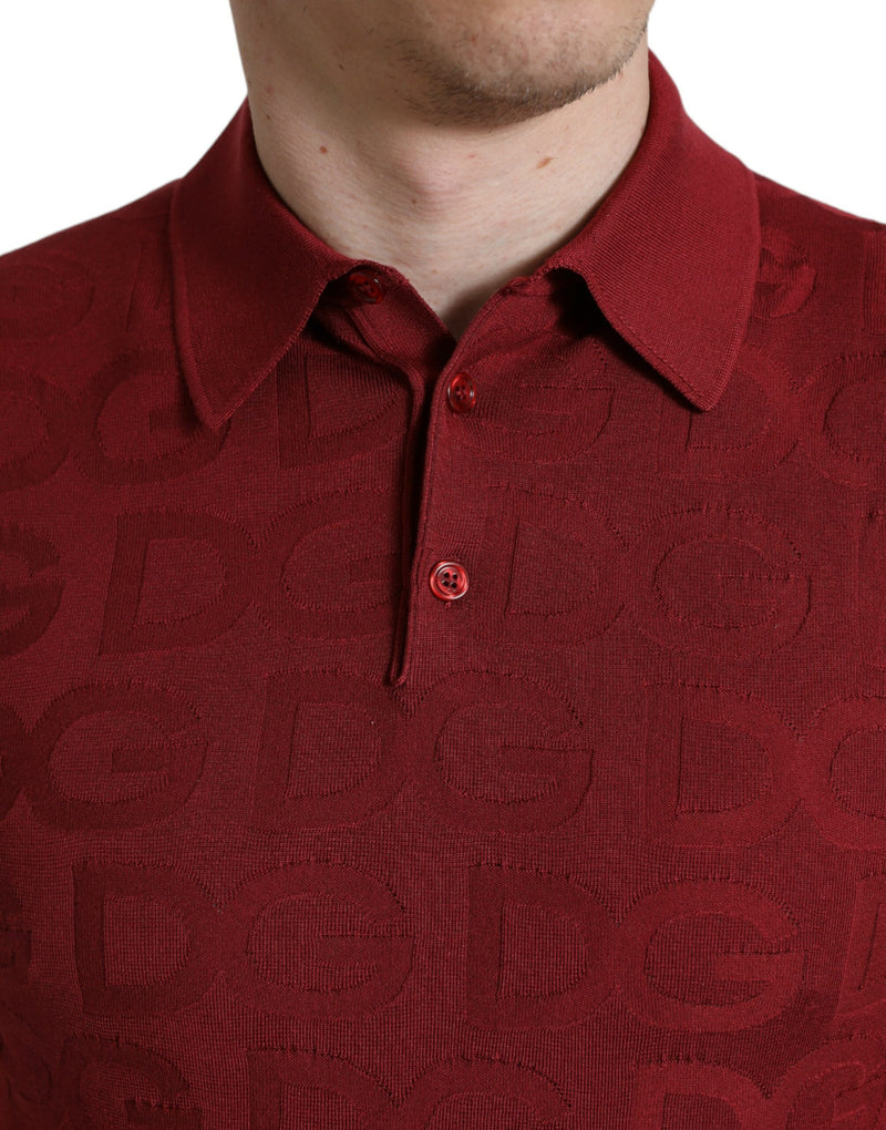 Dolce & Gabbana Elegant Maroon Silk Polo Tee