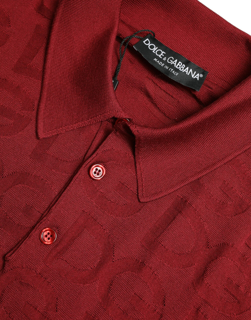 Dolce & Gabbana Elegant Maroon Silk Polo Tee