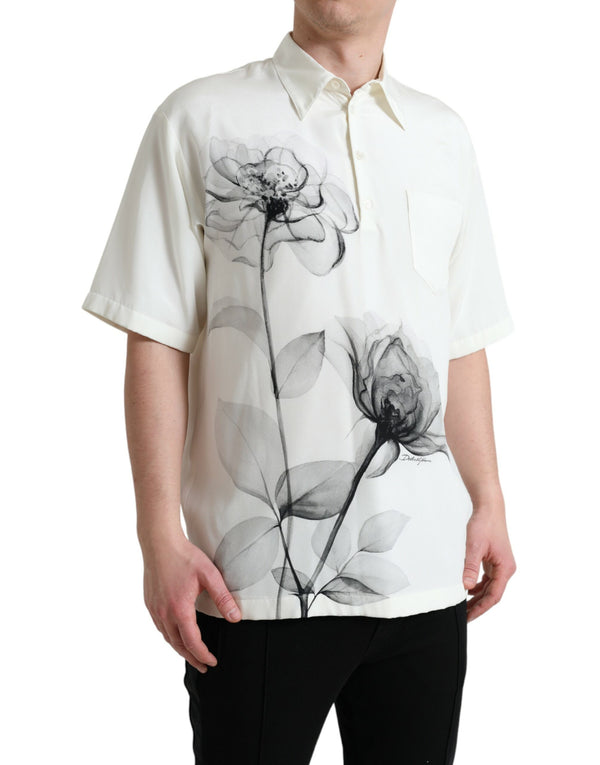 Dolce & Gabbana Elegant Floral Printed Silk Polo T-Shirt