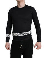 Dolce & Gabbana Elegant Black Cotton Sweater with Logo Detail