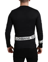 Dolce & Gabbana Elegant Black Cotton Sweater with Logo Detail