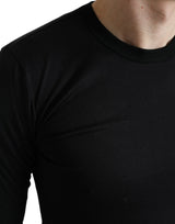 Dolce & Gabbana Elegant Black Cotton Sweater with Logo Detail