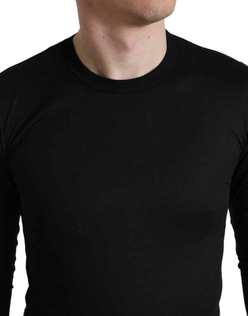 Dolce & Gabbana Elegant Black Cotton Sweater with Logo Detail