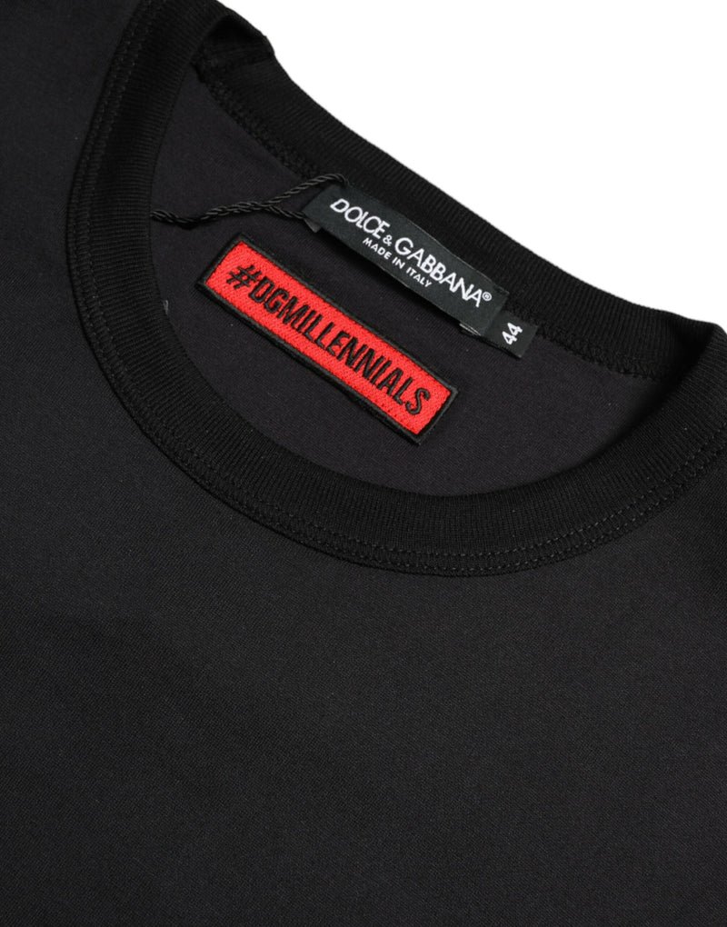 Dolce & Gabbana Elegant Black Cotton Sweater with Logo Detail