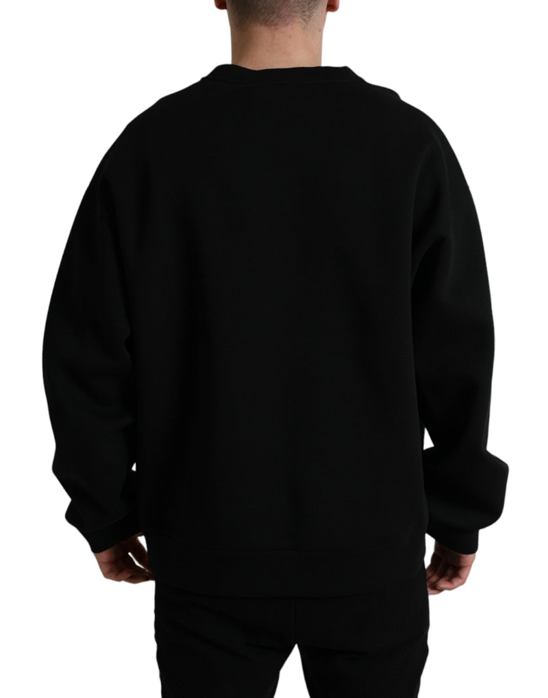 Dolce & Gabbana Elegant Cotton Crew Neck Sweater with Logo Embroidery