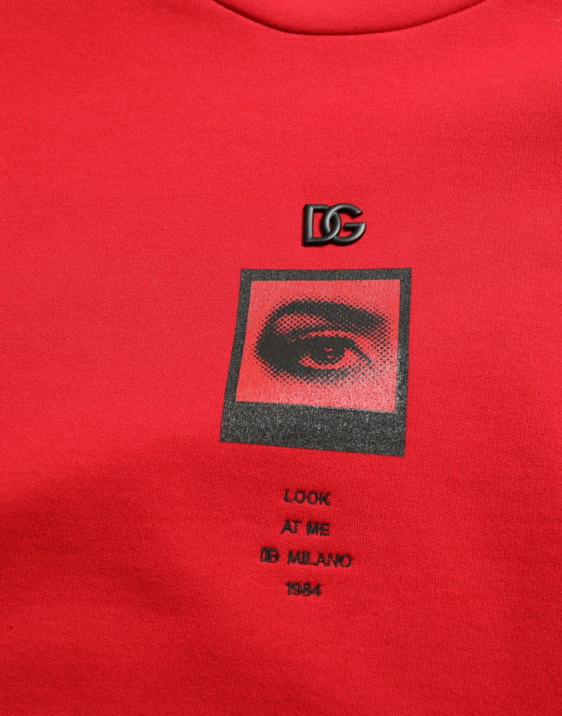 Dolce & Gabbana Stunning Red Graphic Print Crewneck Sweater