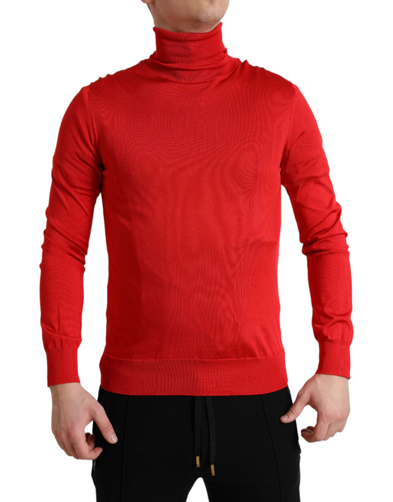 Dolce & Gabbana Elegant Silk Turtleneck Sweater in Red