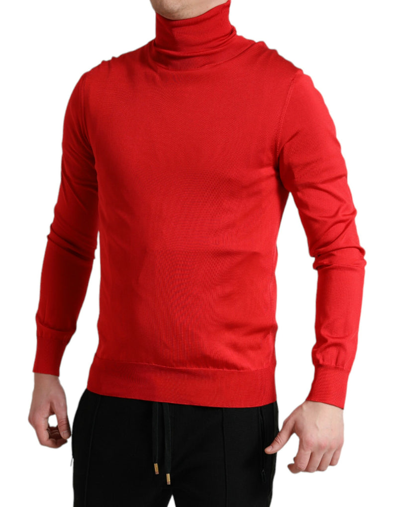 Dolce & Gabbana Elegant Silk Turtleneck Sweater in Red