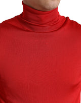 Dolce & Gabbana Elegant Silk Turtleneck Sweater in Red