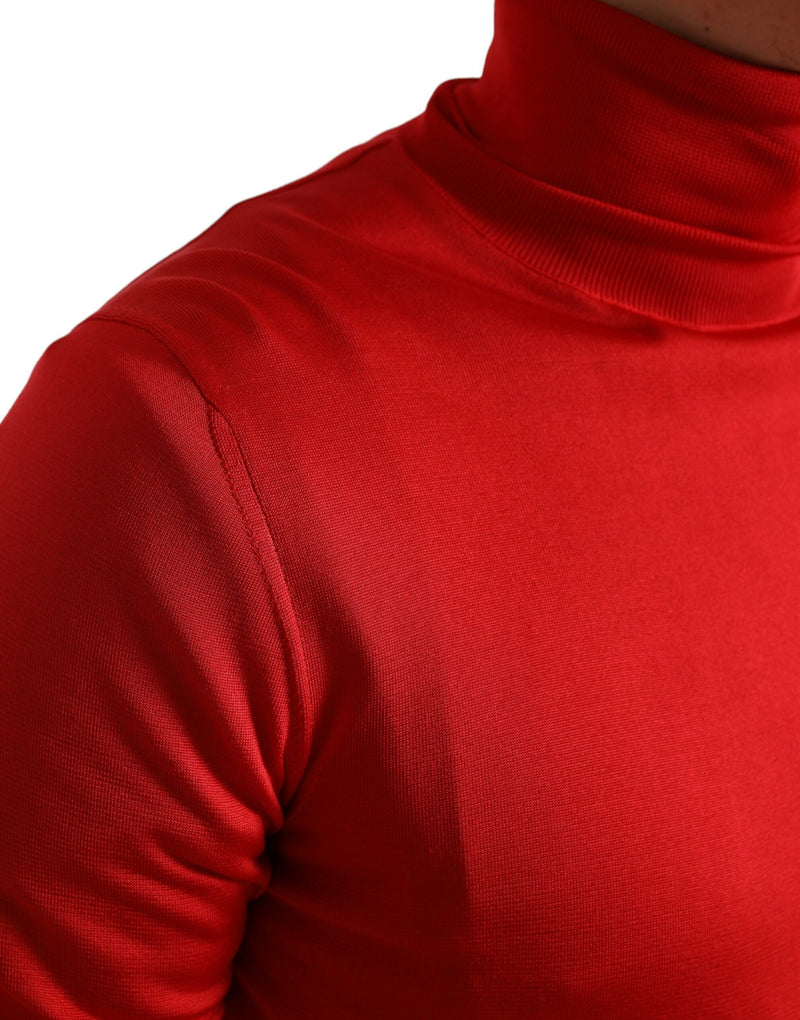 Dolce & Gabbana Elegant Silk Turtleneck Sweater in Red