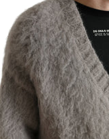 Dolce & Gabbana Elegant Grey V-Neck Alpaca Blend Sweater