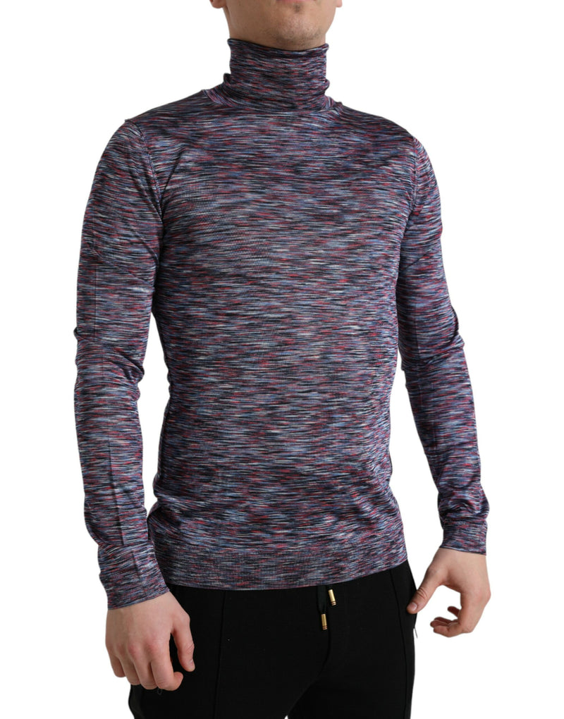 Dolce & Gabbana Elegant Turtleneck Pullover Sweater in Blue Purple