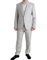 Dolce & Gabbana Elegant Silver Slim Fit Wool-Silk Suit