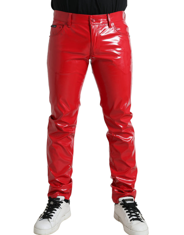 Dolce & Gabbana Sleek Red Glossy Skinny Pants