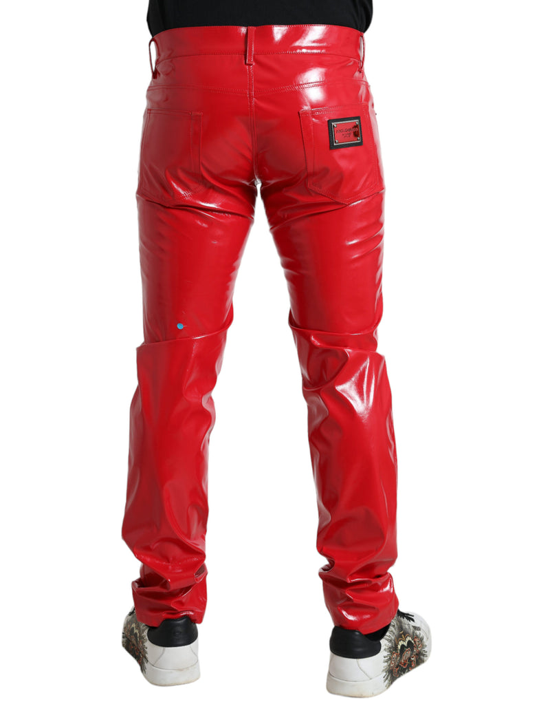 Dolce & Gabbana Sleek Red Glossy Skinny Pants