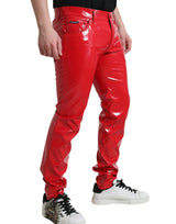 Dolce & Gabbana Sleek Red Glossy Skinny Pants