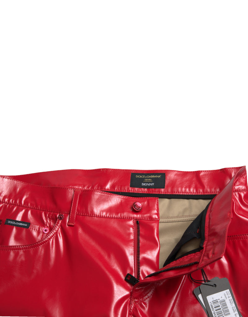 Dolce & Gabbana Sleek Red Glossy Skinny Pants