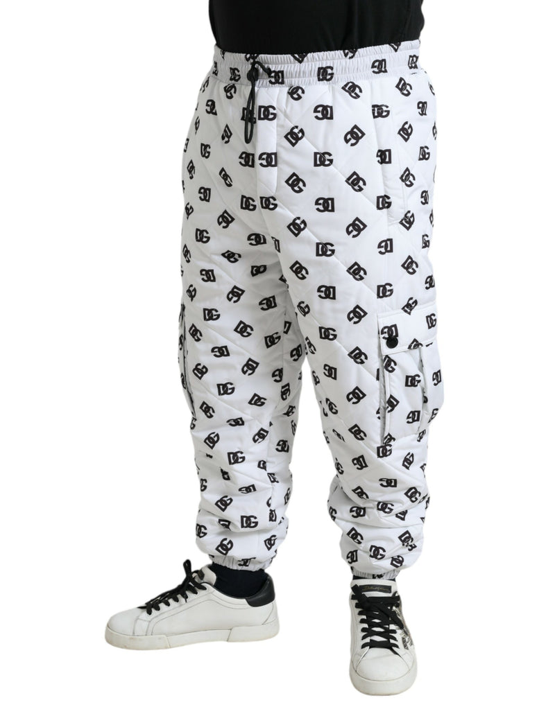 Dolce & Gabbana Chic White Jogger Pants with Iconic DG Print