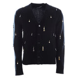 Dolce & Gabbana Elegant Black Wool V-Neck Cardigan with Pearl Accents