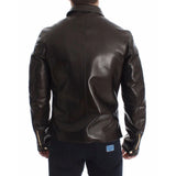 Dolce & Gabbana Exclusive Brown Lambskin Leather Jacket