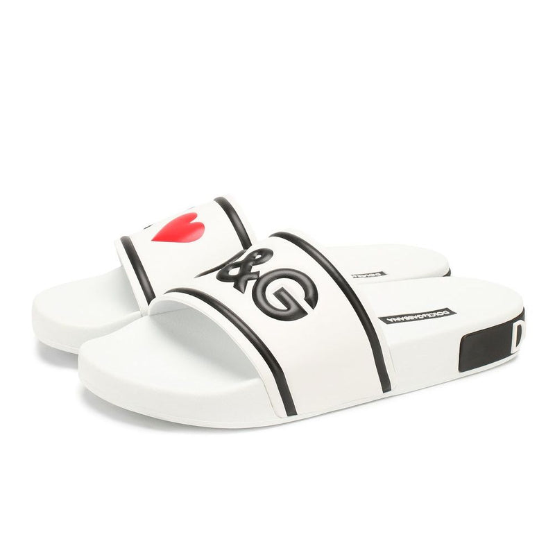 Dolce & Gabbana Elegant White Rubber Slides for Everyday Comfort