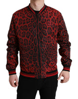 Dolce & Gabbana Red Leopard Nylon Bomber Jacket