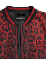 Dolce & Gabbana Red Leopard Nylon Bomber Jacket