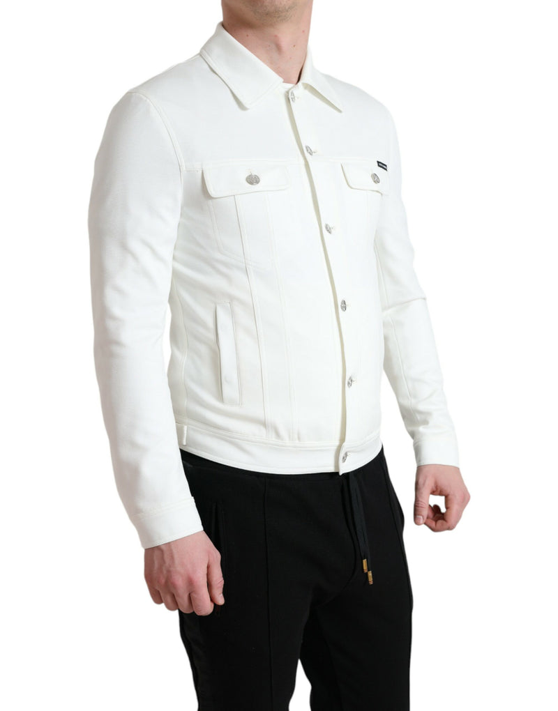 Dolce & Gabbana Elegant White Cotton Denim Jacket