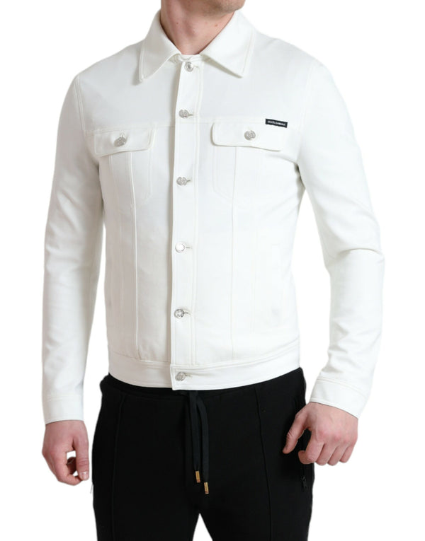 Dolce & Gabbana Elegant White Cotton Denim Jacket